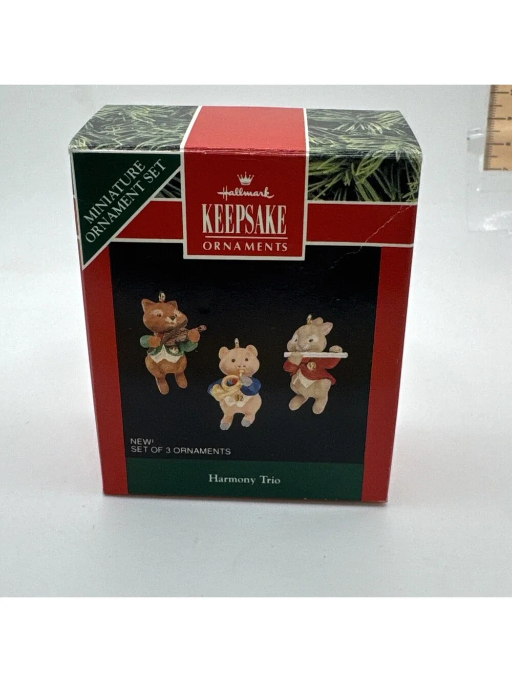 Hallmark 1992 Keepsake Miniature Ornament Harmony Trio Set of 3 Pig Fox Bunny